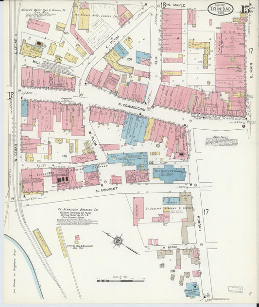 Sanborn Fire Insurance Map from Trinidad, Las Animas County, Colorado (1912), Sheet #0015 - Historic Sanborn Fire Insurance Map Print, vintage old map wall art, antique decor, genealogy gift, Colorado Colorado map