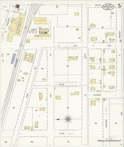 Sanborn Fire Insurance Map from Puyallup, Pierce County, Washington (1909), Sheet #0005 - Complete Map Set gallery image, historic Sanborn map, vintage wall art, Washington Washington