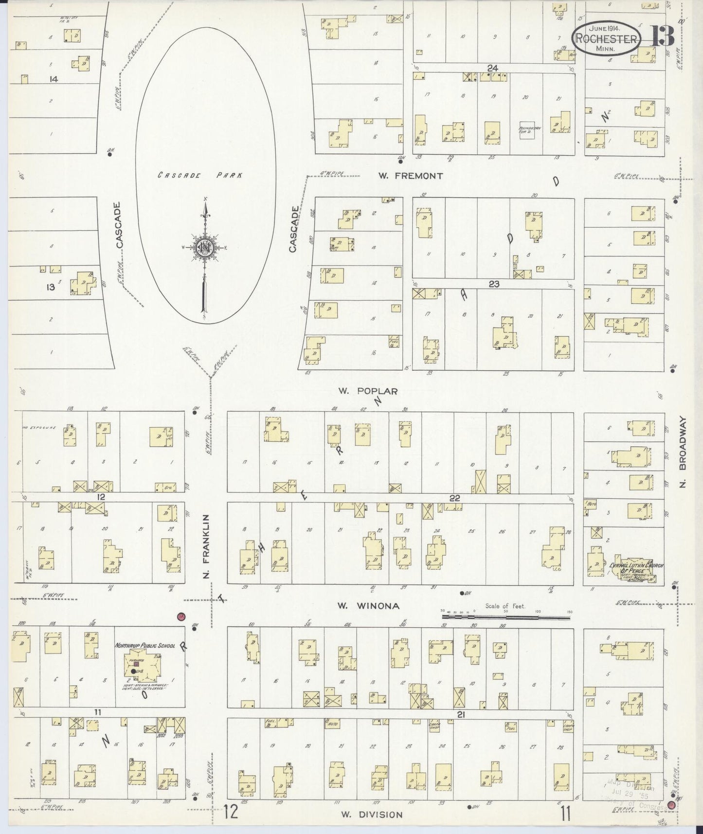 Sanborn Fire Insurance Map from Rochester, Olmsted County, Minnesota (1914), Sheet #0013 - Complete Map Set gallery image, historic Sanborn map, vintage wall art, Minnesota Minnesota