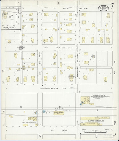 Sanborn Fire Insurance Map from Saint James, Watonwan County, Minnesota (1914), Sheet #0007 - Complete Map Set gallery image, historic Sanborn map, vintage wall art, Minnesota Minnesota