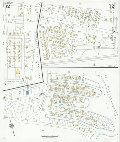 Sanborn Fire Insurance Map from Bellmore, Nassau County, New York (1940), Sheet #0012 - Historic Sanborn Fire Insurance Map Print, vintage old map wall art, antique decor, genealogy gift, New York New York map