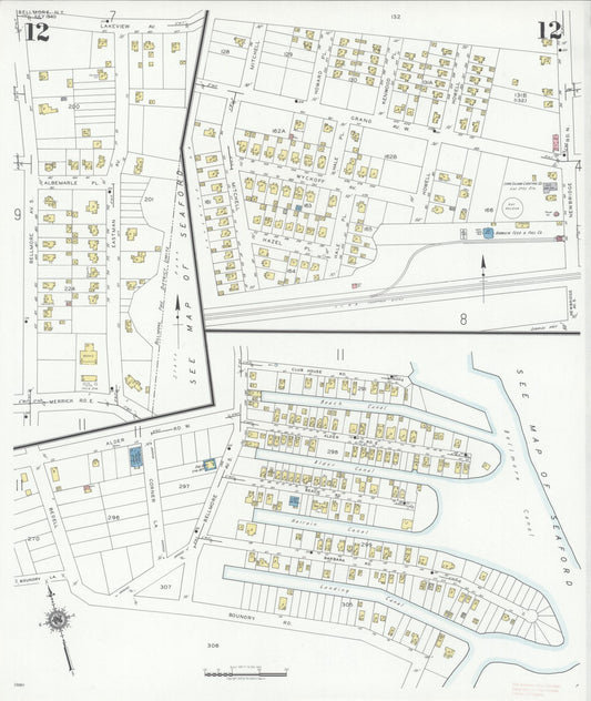 Sanborn Fire Insurance Map from Bellmore, Nassau County, New York (1940), Sheet #0012 - Historic Sanborn Fire Insurance Map Print, vintage old map wall art, antique decor, genealogy gift, New York New York map