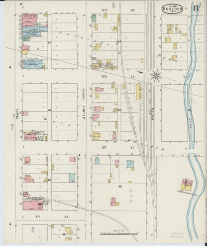 Sanborn Fire Insurance Map from Boulder, Boulder County, Colorado (1895), Sheet #0008 - Complete Map Set gallery image, historic Sanborn map, vintage wall art, Colorado Colorado