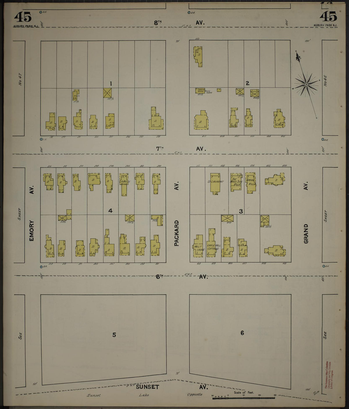 Sanborn Fire Insurance Map from New Jersey Coast, New Jersey Coast, New Jersey (1890), Sheet #0045 - Historic Sanborn Fire Insurance Map Print, vintage old map wall art, antique decor, genealogy gift, New Jersey Coast New Jersey map