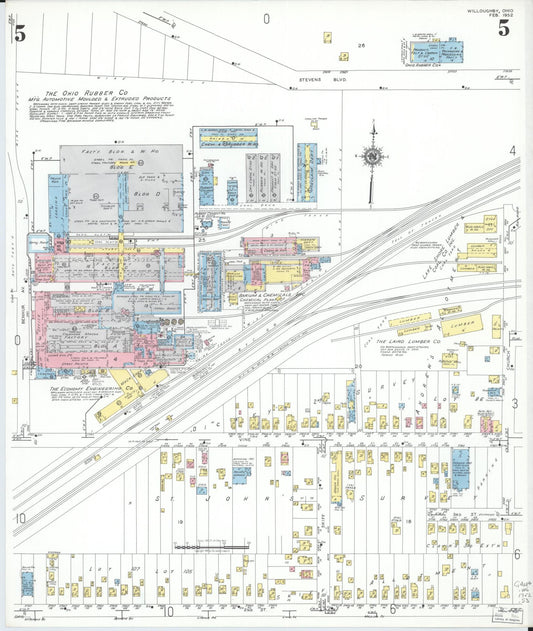 Sanborn Fire Insurance Map from Willoughby, Lake County, Ohio (1952), Sheet #0005 - Historic Sanborn Fire Insurance Map Print, vintage old map wall art, antique decor, genealogy gift, Ohio Ohio map