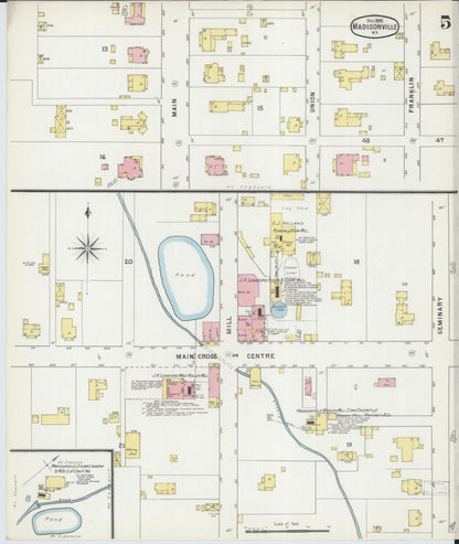 Sanborn Fire Insurance Map from Madisonville, Hopkins County, Kentucky (1895), Sheet #0005 - Complete Map Set gallery image, historic Sanborn map, vintage wall art, Kentucky Kentucky