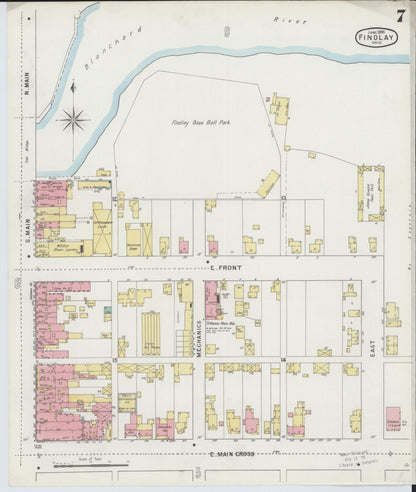 Sanborn Fire Insurance Map from Findlay, Hancock County, Ohio (1895), Sheet #0007 - Complete Map Set gallery image, historic Sanborn map, vintage wall art, Ohio Ohio
