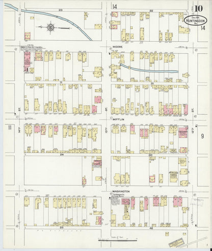 Sanborn Fire Insurance Map from Huntingdon, Huntingdon County, Pennsylvania (1911), Sheet #0010 - Complete Map Set gallery image, historic Sanborn map, vintage wall art, Pennsylvania Pennsylvania