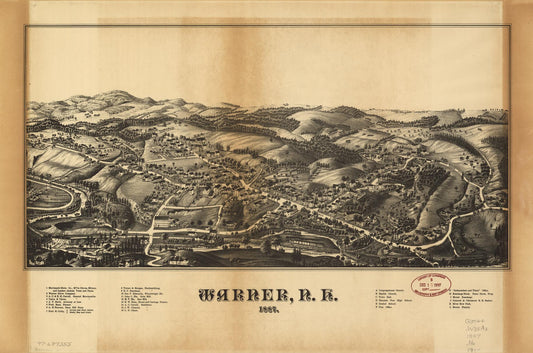 Warner, N.H., 1887. (1877) – Historic Bird’s-Eye View Panorama Print