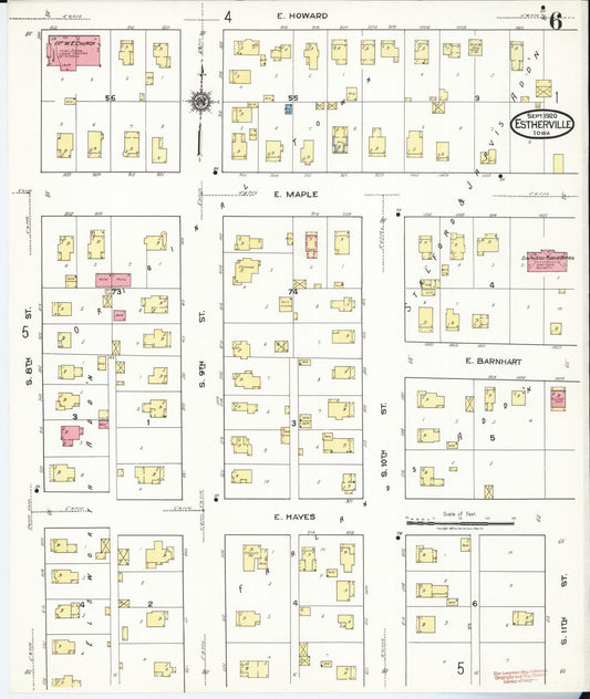 Sanborn Fire Insurance Map from Estherville, Emmet County, Iowa (1920), Sheet #0006 - Historic Sanborn Fire Insurance Map Print, vintage old map wall art