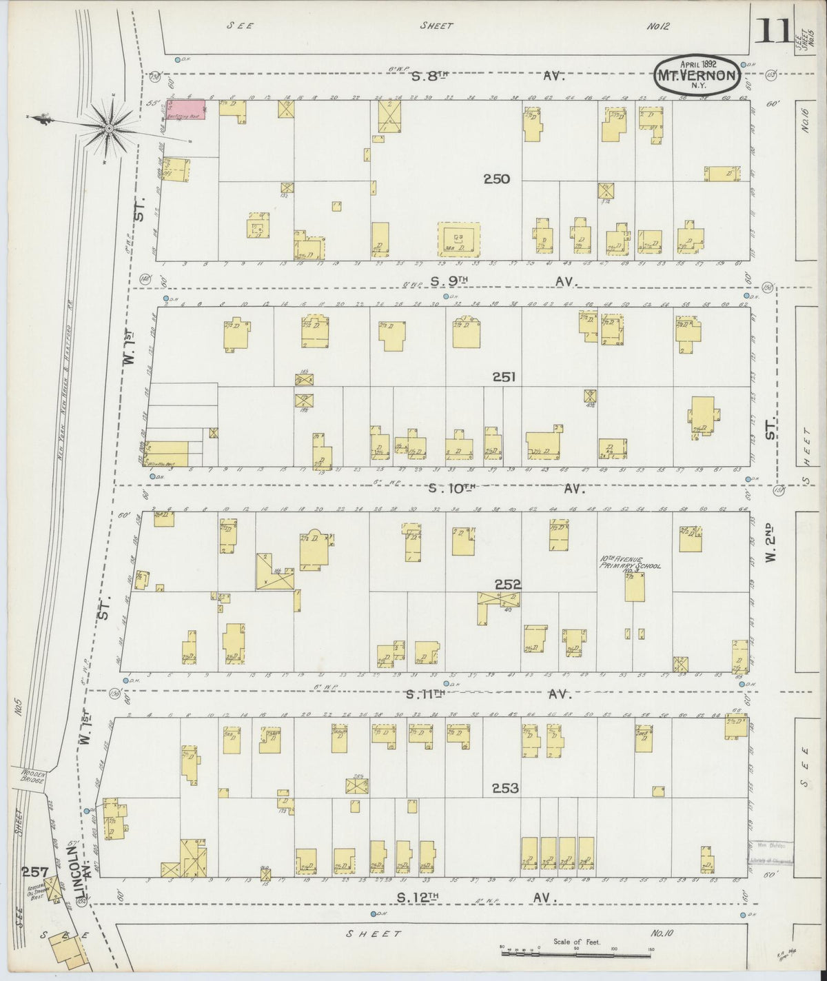 Sanborn Fire Insurance Map from Mount Vernon, Westchester County, New York (1892), Sheet #0011 - Complete Map Set gallery image, historic Sanborn map, vintage wall art, New York New York