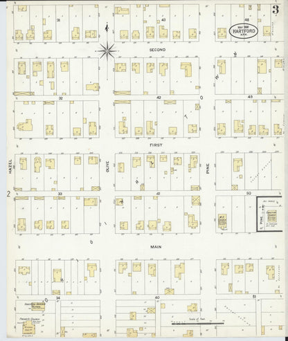 Sanborn Fire Insurance Map from Hartford, Sebastian County, Arkansas (1908), Sheet #0003 - Complete Map Set gallery image, historic Sanborn map, vintage wall art, Arkansas Arkansas