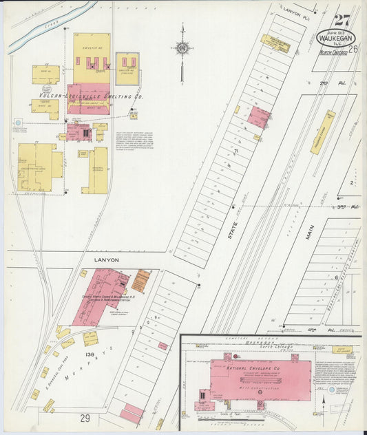 Sanborn Fire Insurance Map from Waukegan, Lake County, Illinois (1917), Sheet #0027 - Historic Sanborn Fire Insurance Map Print, vintage old map wall art, antique decor, genealogy gift, Illinois Illinois map