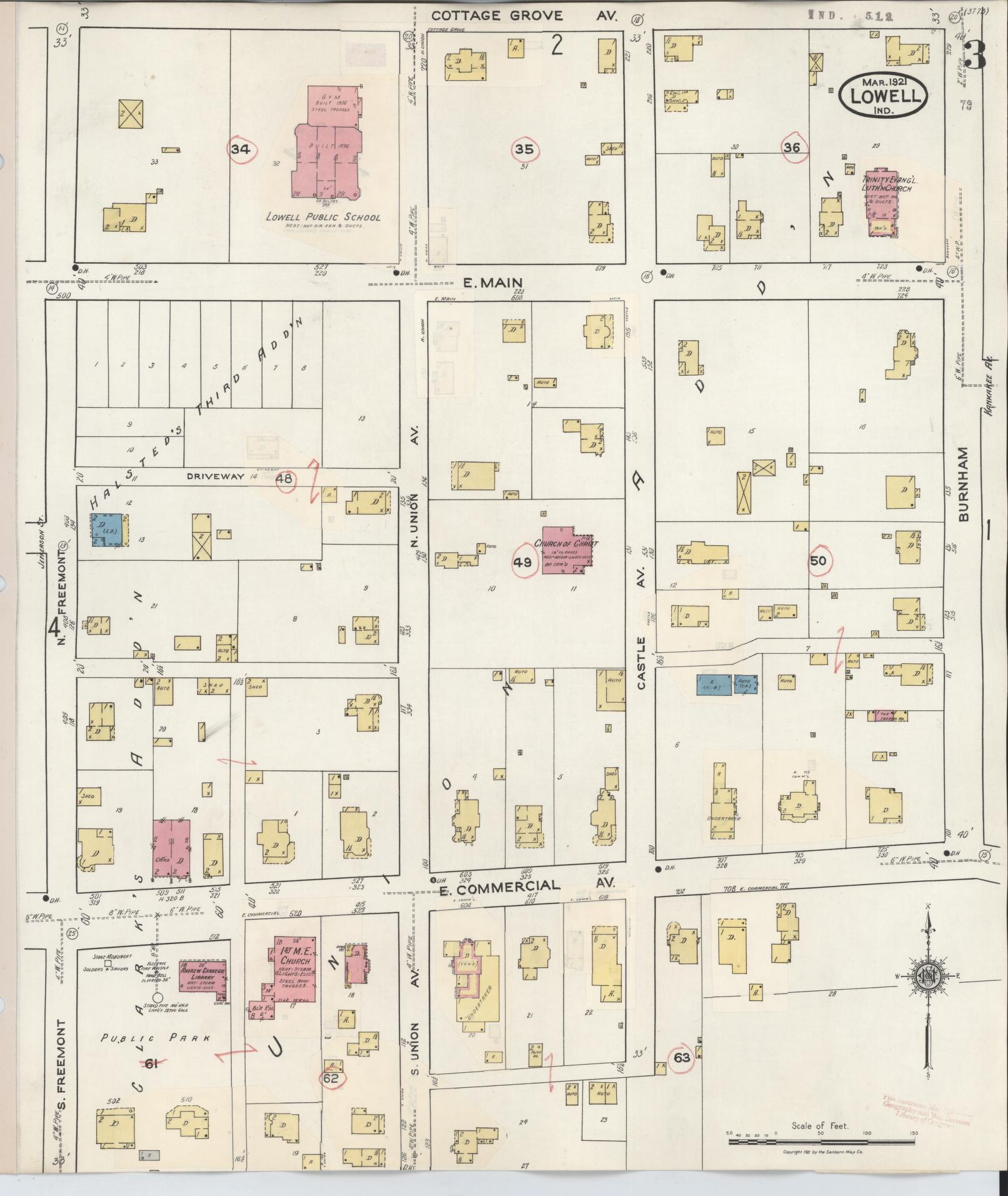 Sanborn Fire Insurance Map from Lowell, Lake County, Indiana (1942), Sheet #0003 - Complete Map Set gallery image, historic Sanborn map, vintage wall art, Indiana Indiana