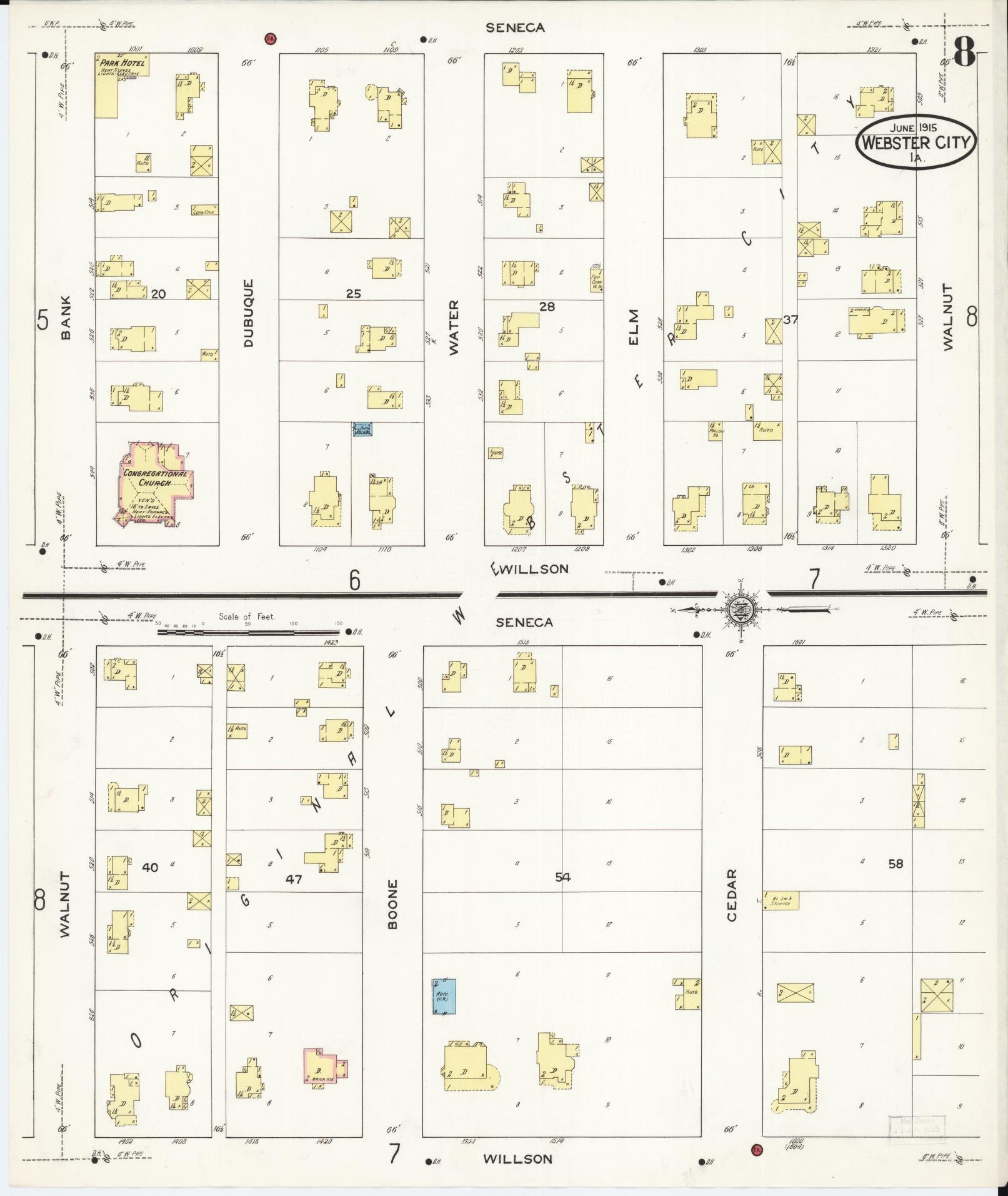 Sanborn Fire Insurance Map from Webster City, Hamilton County, Iowa (1915), Sheet #0008 - Historic Sanborn Fire Insurance Map Print
