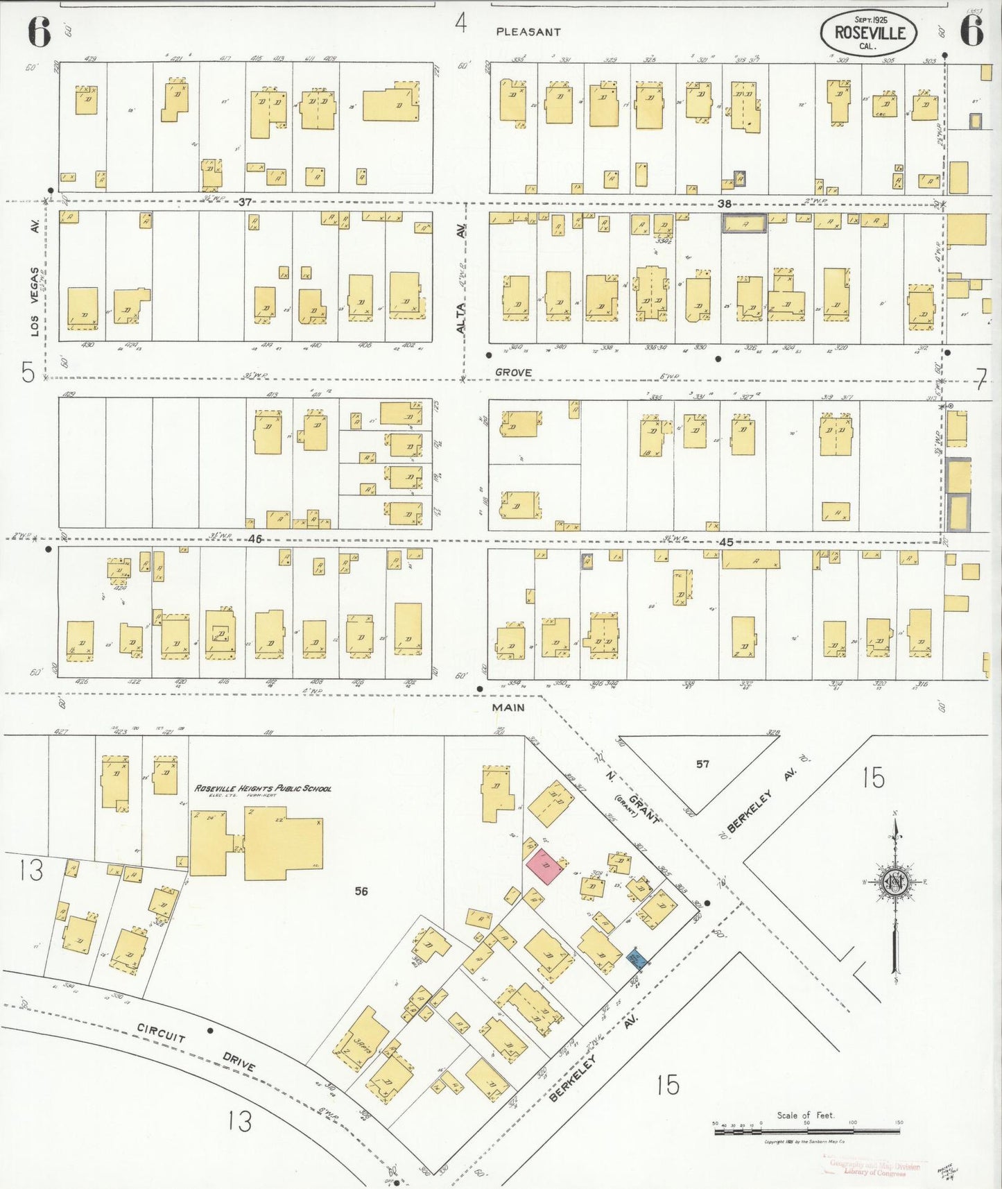 Sanborn Fire Insurance Map from Roseville, Placer County, California (1925), Sheet #0006 - Complete Map Set gallery image, historic Sanborn map, vintage wall art, California California