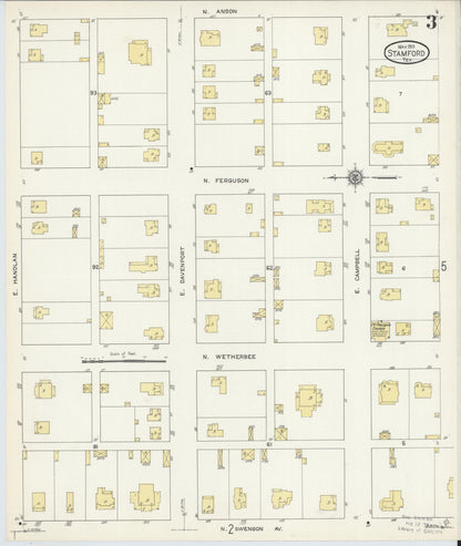 Sanborn Fire Insurance Map from Stamford, Jones County, Texas (1913), Sheet #0003 - Complete Map Set gallery image, historic Sanborn map, vintage wall art, Texas Texas