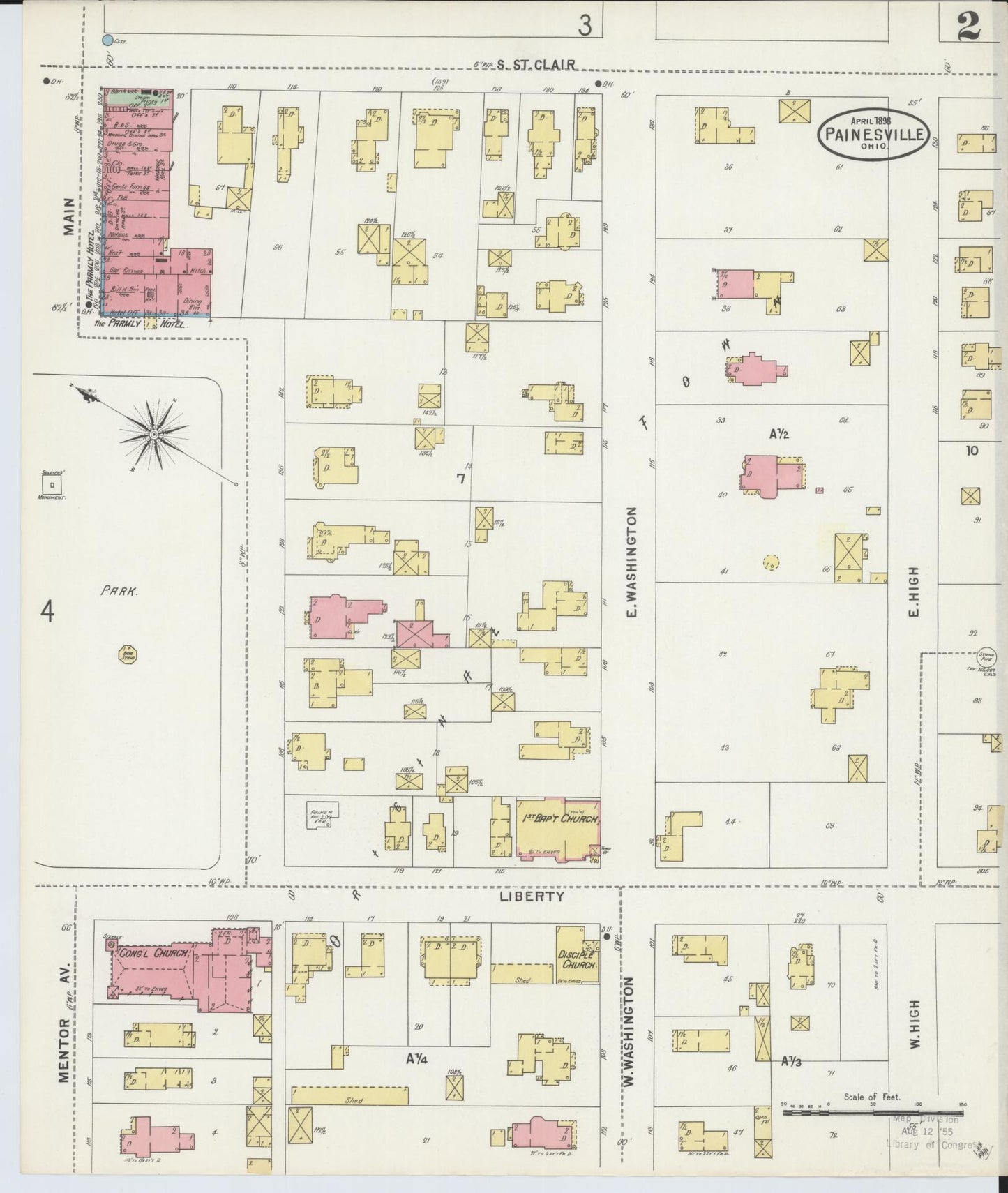 Sanborn Fire Insurance Map from Painesville, Lake County, Ohio (1898), Sheet #0002 - Historic Sanborn Fire Insurance Map Print, vintage old map wall art, antique decor, genealogy gift, Ohio Ohio map