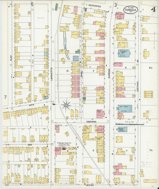 Sanborn Fire Insurance Map from Tamaqua, Schuylkill County, Pennsylvania (1902), Sheet #0004 - Historic Sanborn Fire Insurance Map Print, vintage old map wall art, antique decor, genealogy gift, Pennsylvania Pennsylvania map