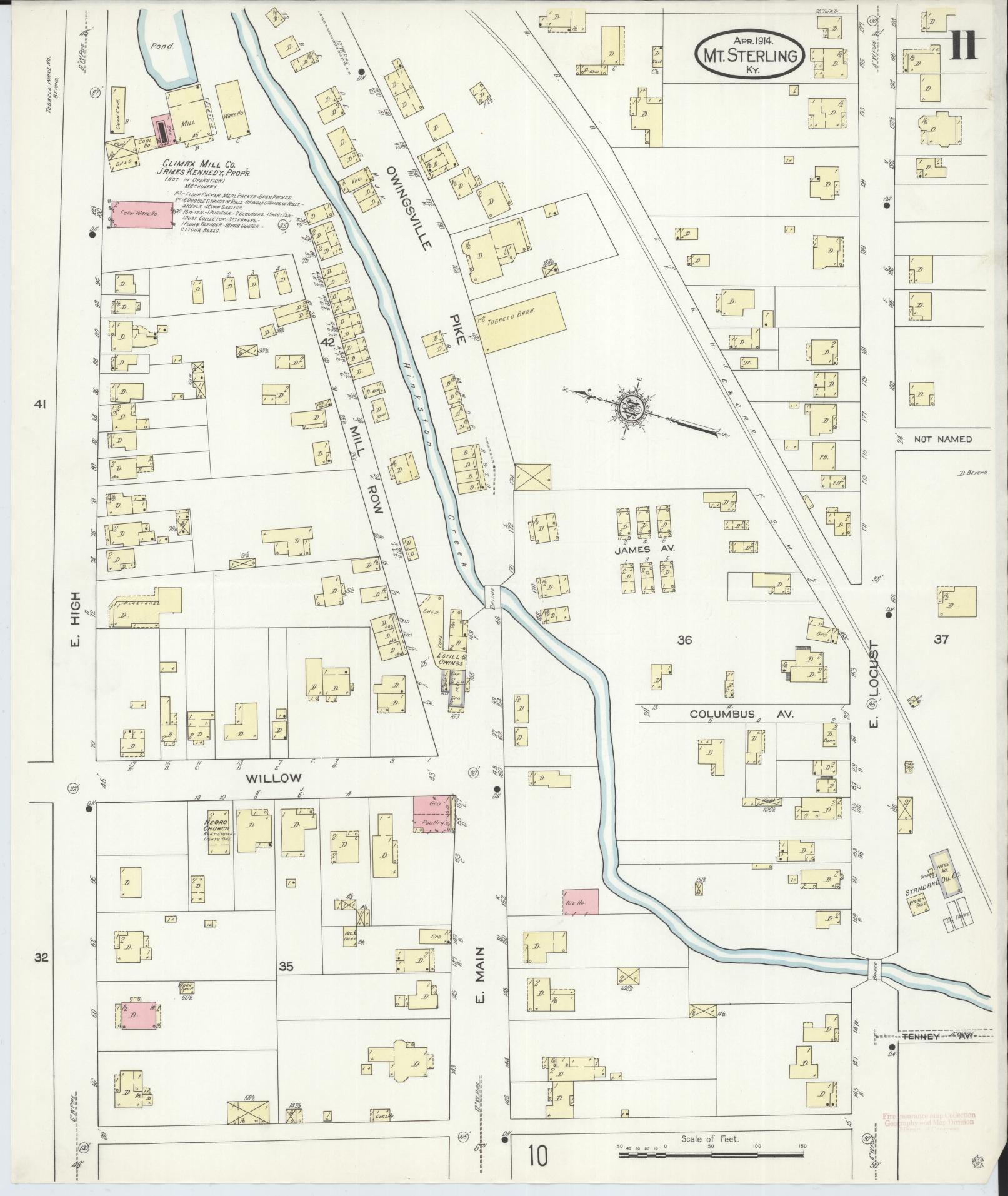 Sanborn Fire Insurance Map from Mount Sterling, Montgomery County, Kentucky (1914), Sheet #0011 - Historic Sanborn Fire Insurance Map Print, vintage old map wall art, antique decor, genealogy gift, Kentucky Kentucky map