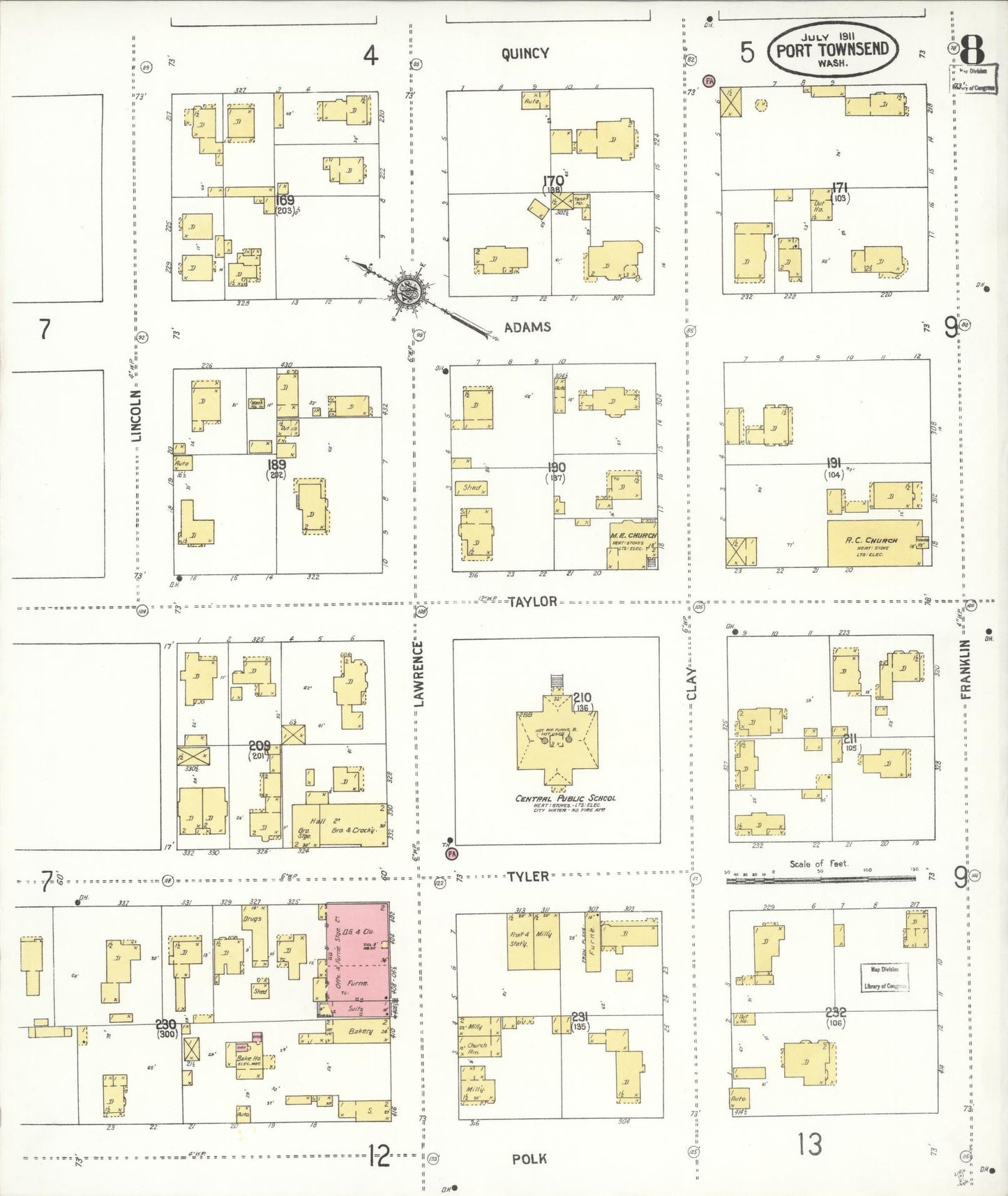 Sanborn Fire Insurance Map from Port Townsend, Jefferson County, Washington (1911), Sheet #0008 - Complete Map Set gallery image, historic Sanborn map, vintage wall art, Washington Washington