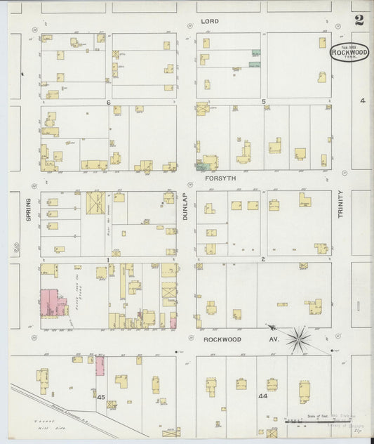 Sanborn Fire Insurance Map from Rockwood, Roane County, Tennessee (1893), Sheet #0002 - Historic Sanborn Fire Insurance Map Print, vintage old map wall art, antique decor, genealogy gift, Tennessee Tennessee map