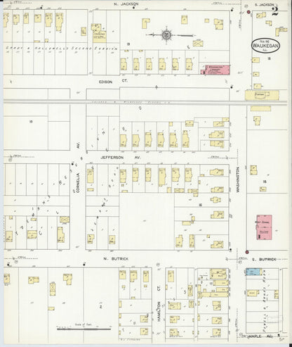 Sanborn Fire Insurance Map from Waukegan, Lake County, Illinois (1912), Sheet #0002 - Historic Sanborn Fire Insurance Map Print, vintage old map wall art, antique decor, genealogy gift, Illinois Illinois map