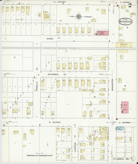 Sanborn Fire Insurance Map from Waukegan, Lake County, Illinois (1912), Sheet #0002 - Historic Sanborn Fire Insurance Map Print, vintage old map wall art, antique decor, genealogy gift, Illinois Illinois map