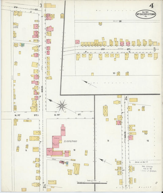 Sanborn Fire Insurance Map from McSherrystown, Adams County, Pennsylvania (1904), Sheet #0004 - Historic Sanborn Fire Insurance Map Print, vintage old map wall art, antique decor, genealogy gift, Pennsylvania Pennsylvania map