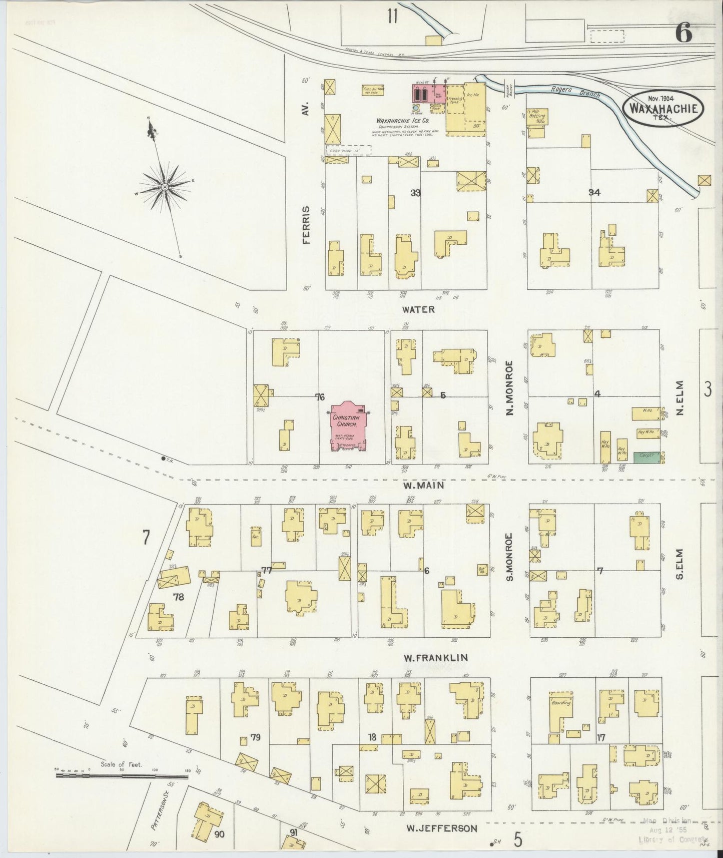 Sanborn Fire Insurance Map from Waxahachie, Ellis County, Texas (1904), Sheet #0006 - Complete Map Set gallery image, historic Sanborn map, vintage wall art, Texas Texas