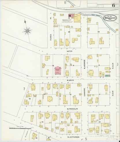 Sanborn Fire Insurance Map from Waxahachie, Ellis County, Texas (1904), Sheet #0006 - Complete Map Set gallery image, historic Sanborn map, vintage wall art, Texas Texas