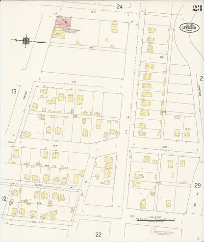 Sanborn Fire Insurance Map from Lewiston, Nez Perce County, Idaho (1918), Sheet #0023 - Complete Map Set gallery image, historic Sanborn map, vintage wall art, Idaho Idaho