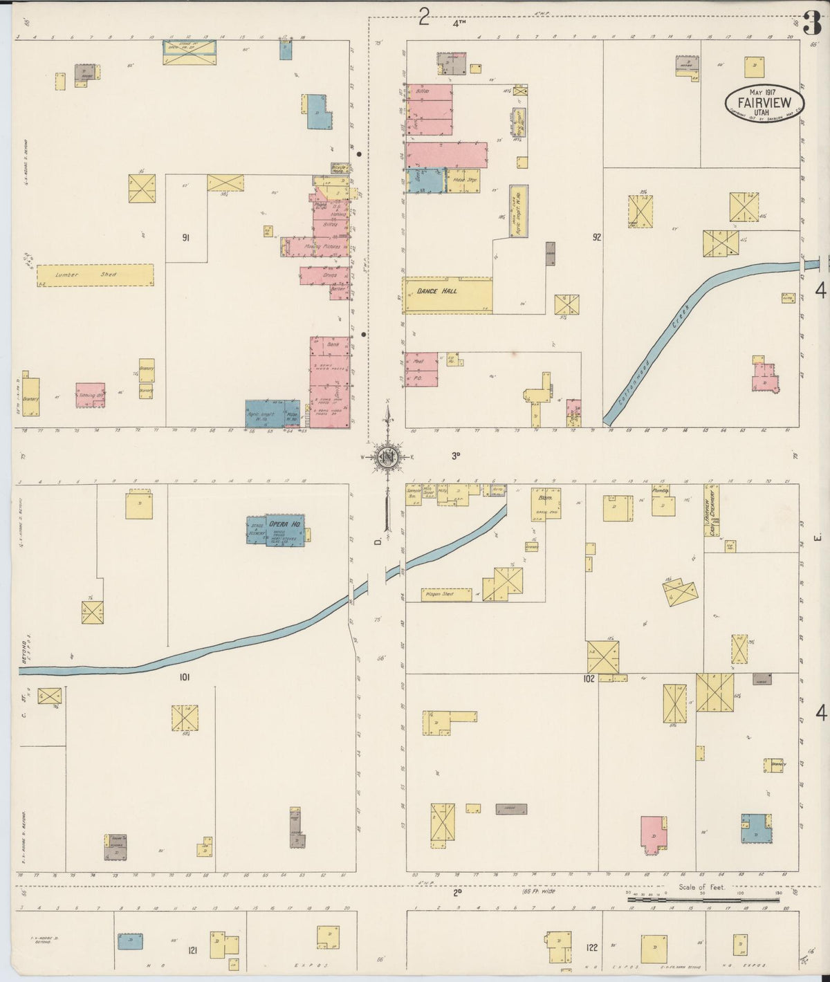 Sanborn Fire Insurance Map from Fairview, Sanpete County, Utah (1917), Sheet #0003 - Complete Map Set gallery image, historic Sanborn map, vintage wall art, Utah Utah