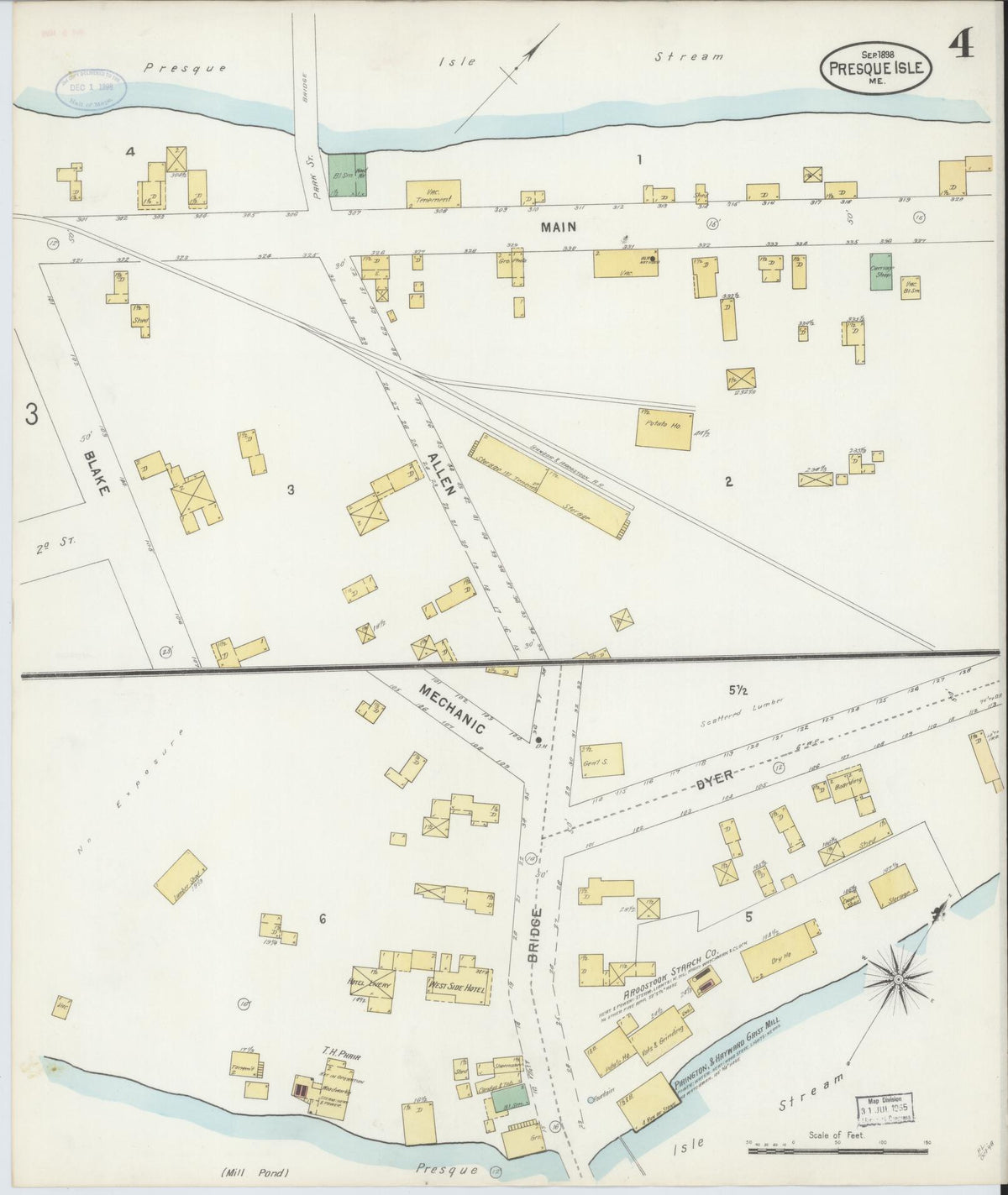 Sanborn Fire Insurance Map from Presque Isle, Aroostook County, Maine (1898), Sheet #0004 - Complete Map Set gallery image, historic Sanborn map, vintage wall art, Maine Maine