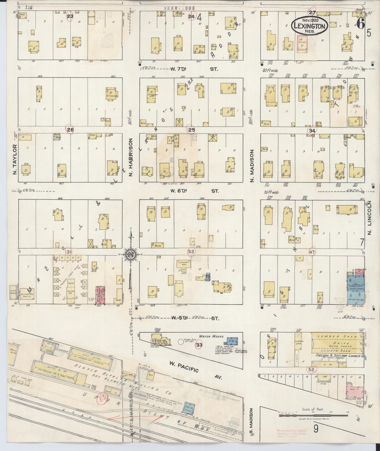 Sanborn Fire Insurance Map from Lexington, Dawson County, Nebraska (1943), Sheet #0006 - Complete Map Set gallery image, historic Sanborn map, vintage wall art, Nebraska Nebraska