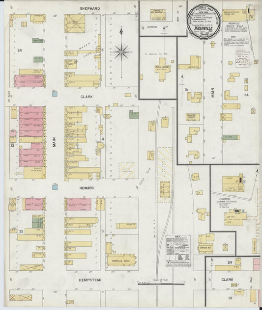 Sanborn Fire Insurance Map from Nashville, Howard County, Arkansas (1900), Sheet #0001 - Historic Sanborn Fire Insurance Map Print, vintage old map wall art, antique decor, genealogy gift, Arkansas Arkansas map