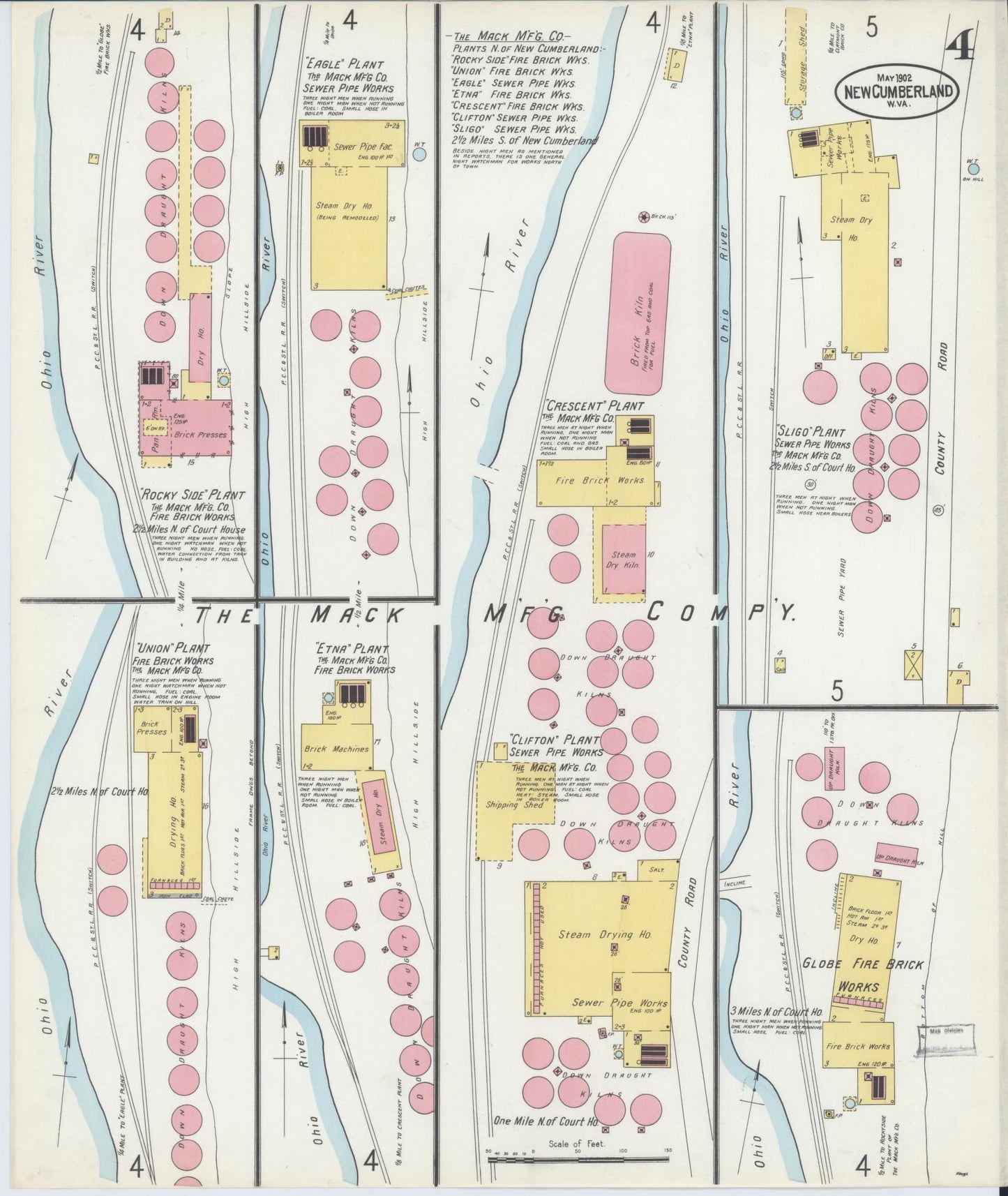 Sanborn Fire Insurance Map from New Cumberland, Hancock County, West Virginia (1902), Sheet #0004 - Complete Map Set gallery image, historic Sanborn map, vintage wall art, West Virginia West Virginia