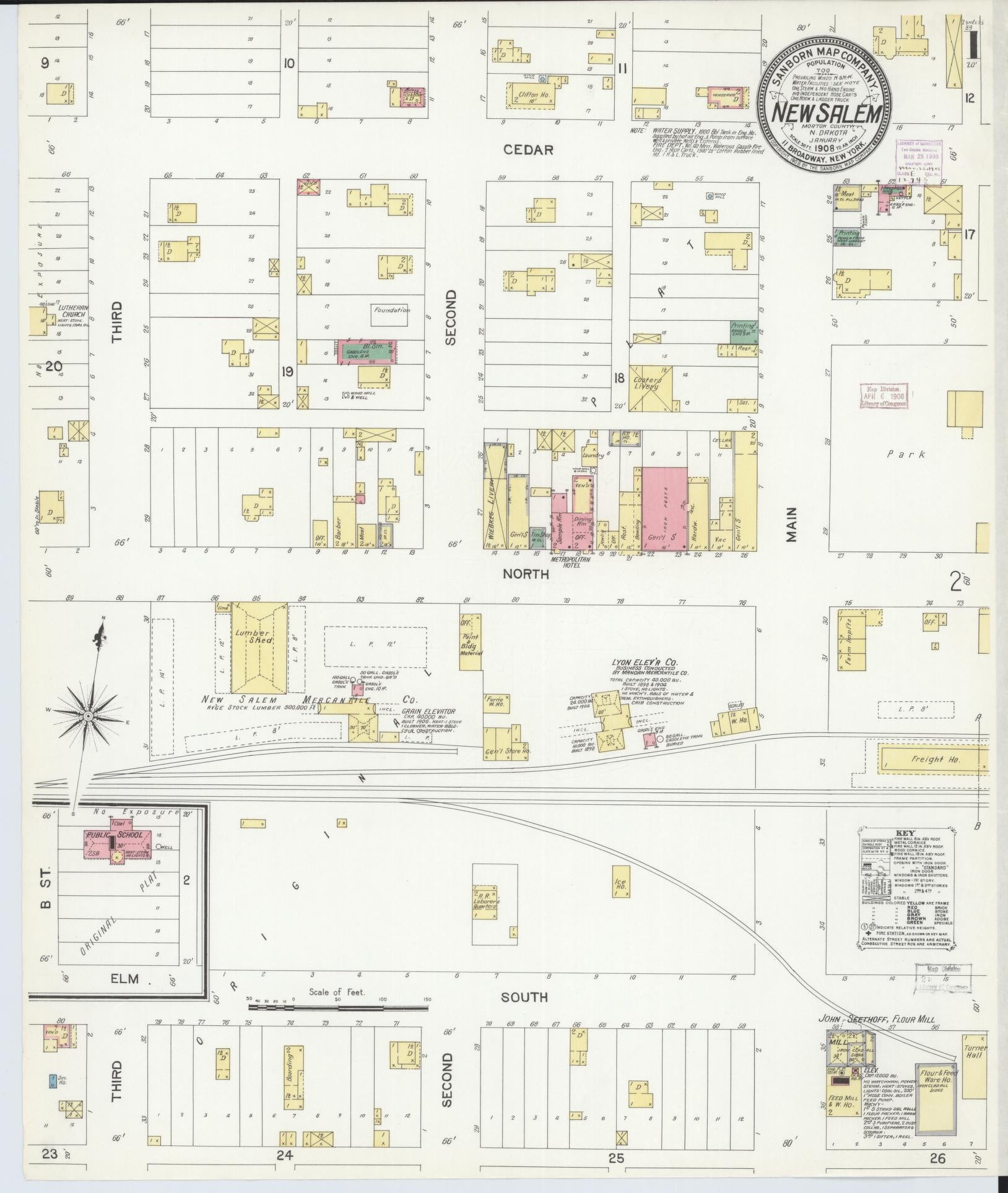 Sanborn Fire Insurance Map from New Salem, Morton County, North Dakota (1908), Sheet #0001 - Historic Sanborn Fire Insurance Map Print, vintage old map wall art, antique decor, genealogy gift, North Dakota North Dakota map