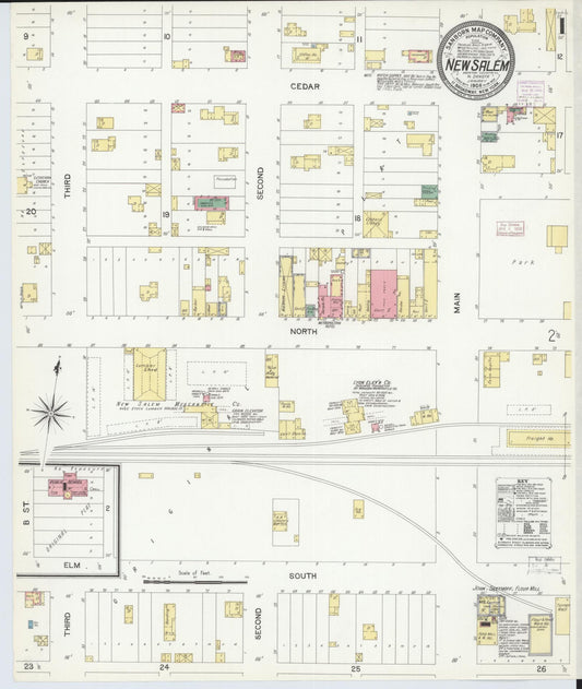 Sanborn Fire Insurance Map from New Salem, Morton County, North Dakota (1908), Sheet #0001 - Historic Sanborn Fire Insurance Map Print, vintage old map wall art, antique decor, genealogy gift, North Dakota North Dakota map