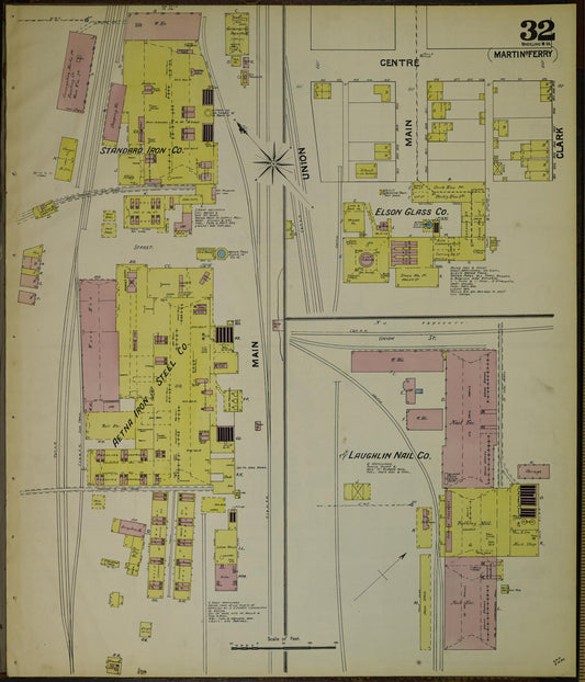 Sanborn Fire Insurance Map from Wheeling, Ohio County, West Virginia (1890), Sheet #0032 - Historic Sanborn Fire Insurance Map Print, vintage old map wall art, antique decor, genealogy gift, West Virginia West Virginia map