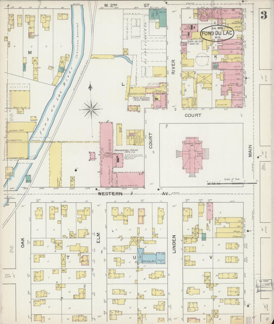 Sanborn Fire Insurance Map from Fond du Lac, Fond du Lac County, Wisconsin (1892), Sheet #0003 - Historic Sanborn Fire Insurance Map Print, vintage old map wall art, antique decor, genealogy gift, Wisconsin Wisconsin map