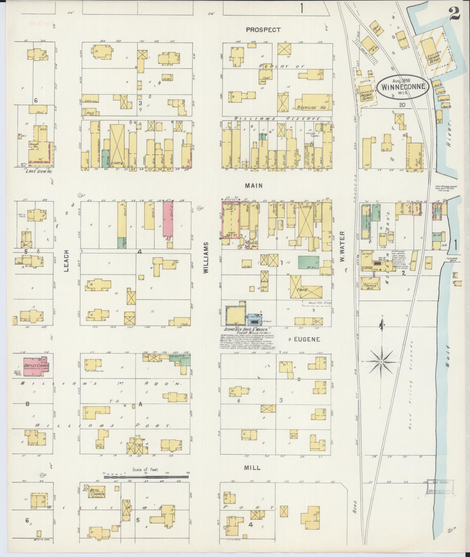 Sanborn Fire Insurance Map from Winneconne, Winnebago County, Wisconsin (1898), Sheet #0002 - Historic Sanborn Fire Insurance Map Print, vintage old map wall art, antique decor, genealogy gift, Wisconsin Wisconsin map
