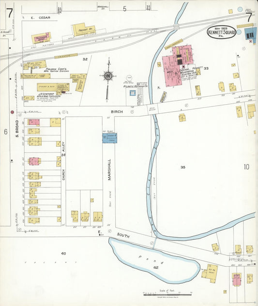 Sanborn Fire Insurance Map from Kennett Square, Chester County, Pennsylvania (1923), Sheet #0007 - Historic Sanborn Fire Insurance Map Print, vintage old map wall art, antique decor, genealogy gift, Pennsylvania Pennsylvania map