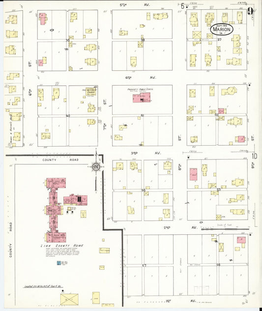 Sanborn Fire Insurance Map from Marion, Linn County, Iowa (1913), Sheet #0009 - Historic Sanborn Fire Insurance Map Print, vintage old map wall art