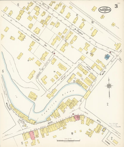 Sanborn Fire Insurance Map from Hardwick, Caledonia County, Vermont (1922), Sheet #0003 - Complete Map Set gallery image, historic Sanborn map, vintage wall art, Vermont Vermont