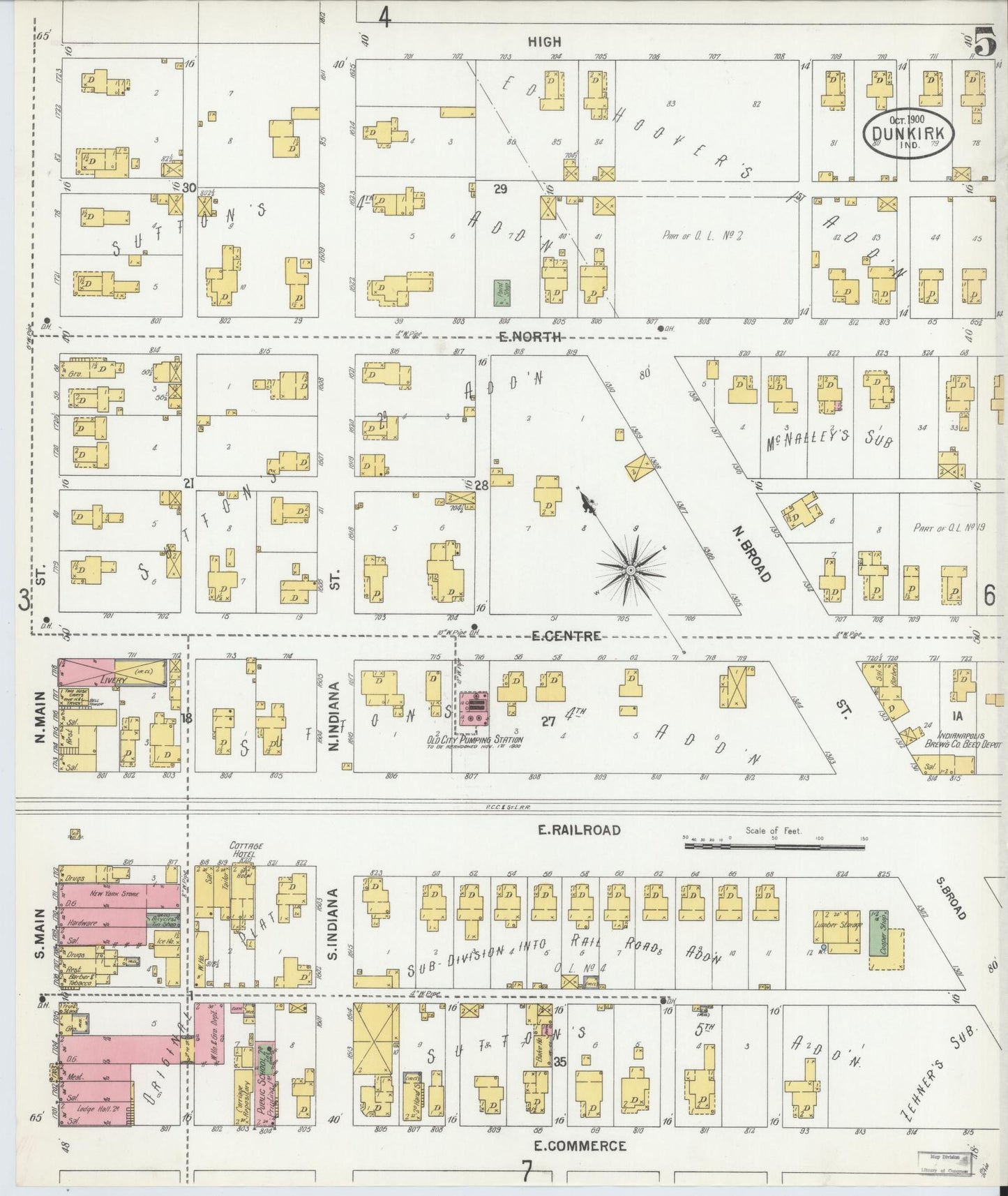 Sanborn Fire Insurance Map from Dunkirk, Jay And Blackford Counties, Indiana (1900), Sheet #0005 - Complete Map Set gallery image, historic Sanborn map, vintage wall art, Indiana Indiana