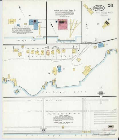 Sanborn Fire Insurance Map from Hancock, Houghton County, Michigan (1917), Sheet #0020 - Historic Sanborn Fire Insurance Map Print, vintage old map wall art, antique decor, genealogy gift, Michigan Michigan map