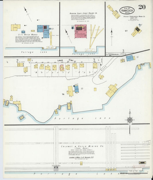 Sanborn Fire Insurance Map from Hancock, Houghton County, Michigan (1917), Sheet #0020 - Historic Sanborn Fire Insurance Map Print, vintage old map wall art, antique decor, genealogy gift, Michigan Michigan map