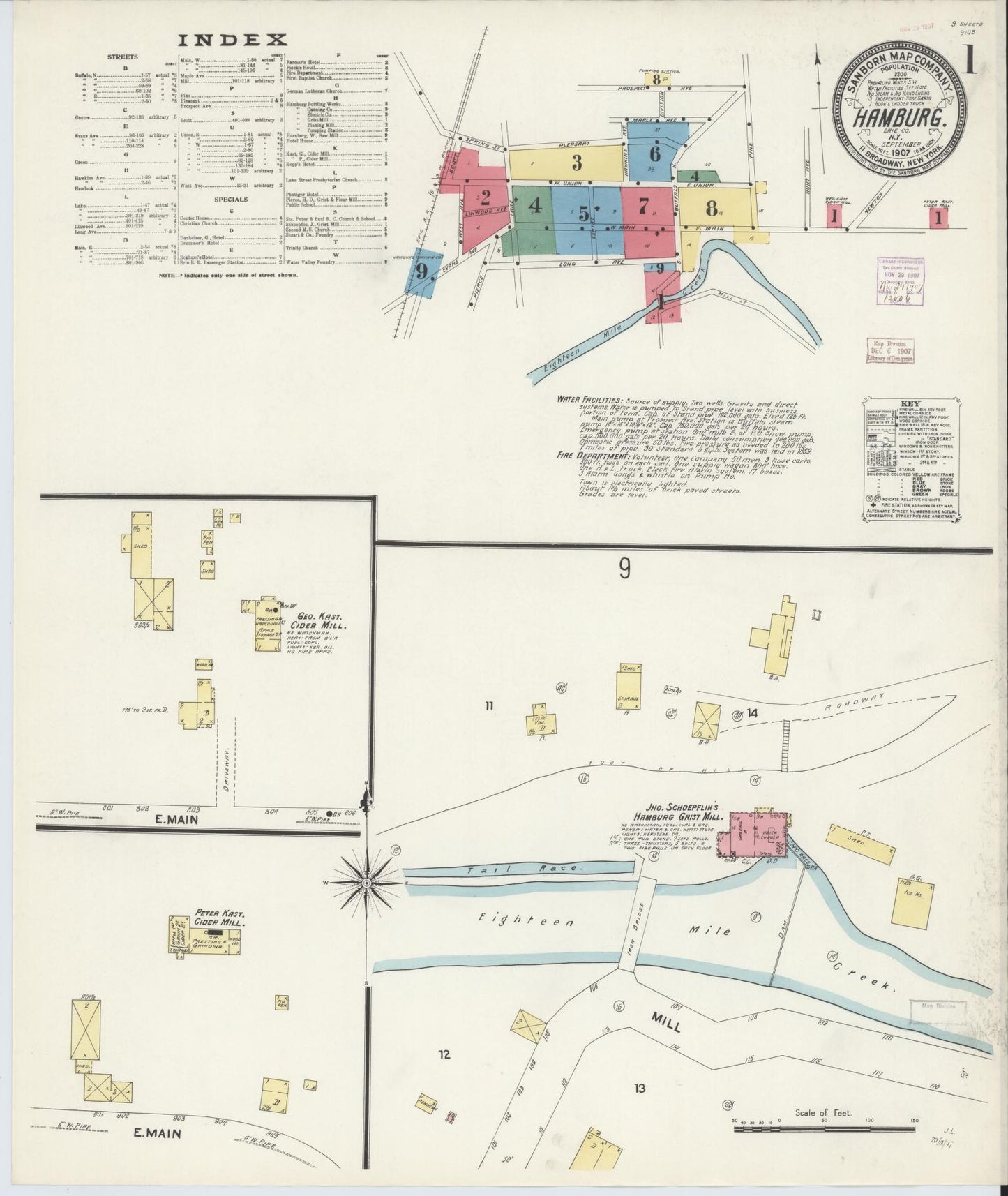 Sanborn Fire Insurance Map from Hamburg, Erie County, New York. (1907) – Historic Sanborn Fire Insurance Map Print