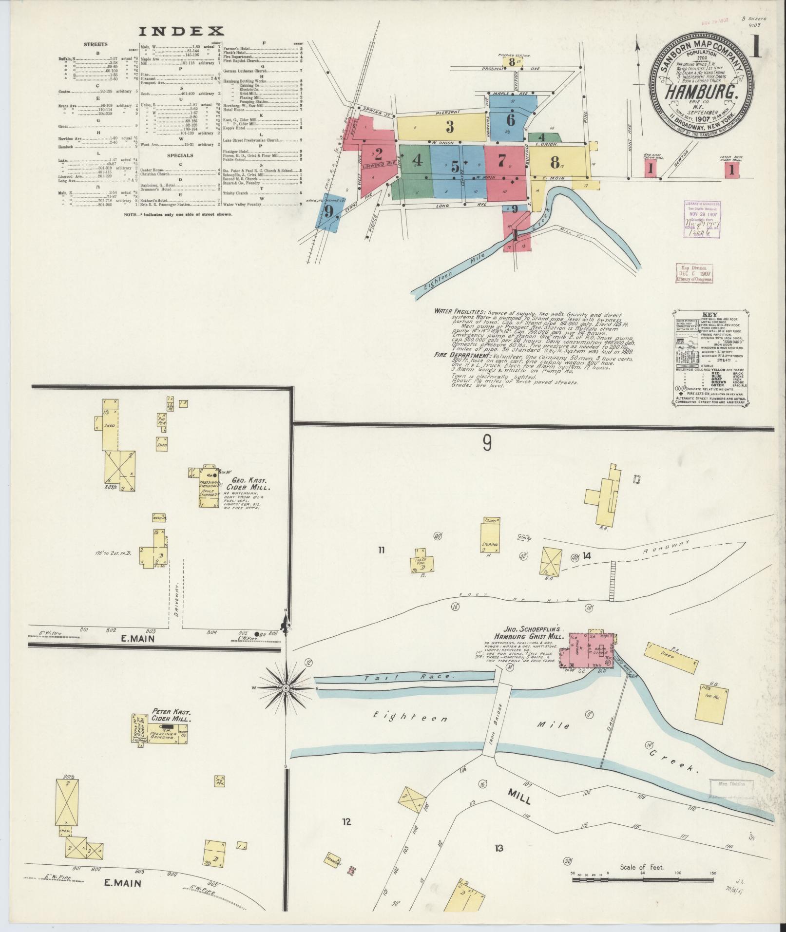 Sanborn Fire Insurance Map from Hamburg, Erie County, New York. (1907) – Historic Sanborn Fire Insurance Map Print
